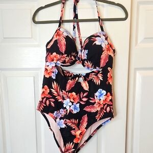 Shade & Shore Floral Halter One-Piece Swimsuit